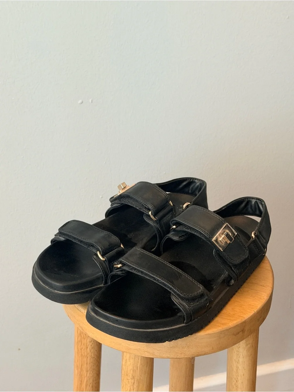 a new day Black Double-Strap Velcro Sandals